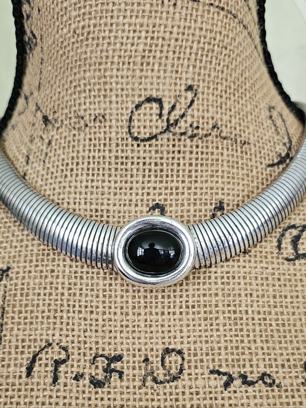 Vintage 1960s Christian Dior Omega Adjustable Onyx Choker Necklace